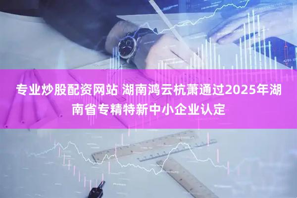 专业炒股配资网站 湖南鸿云杭萧通过2025年湖南省专精特新中小企业认定